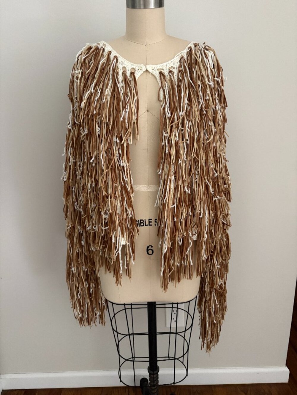 PrettyLittleThing Shaggy Crochet Fringe Cardigan Boho Chic Cottagecore Retro M